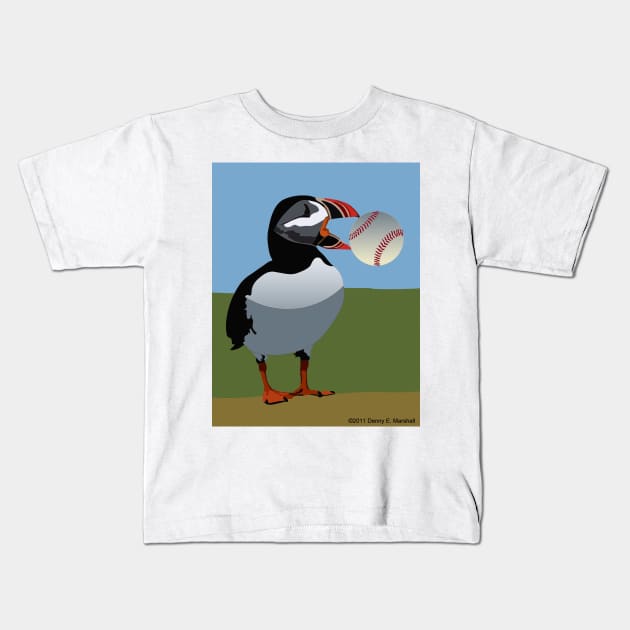 Puffin Pitcher Kids T-Shirt by dennye